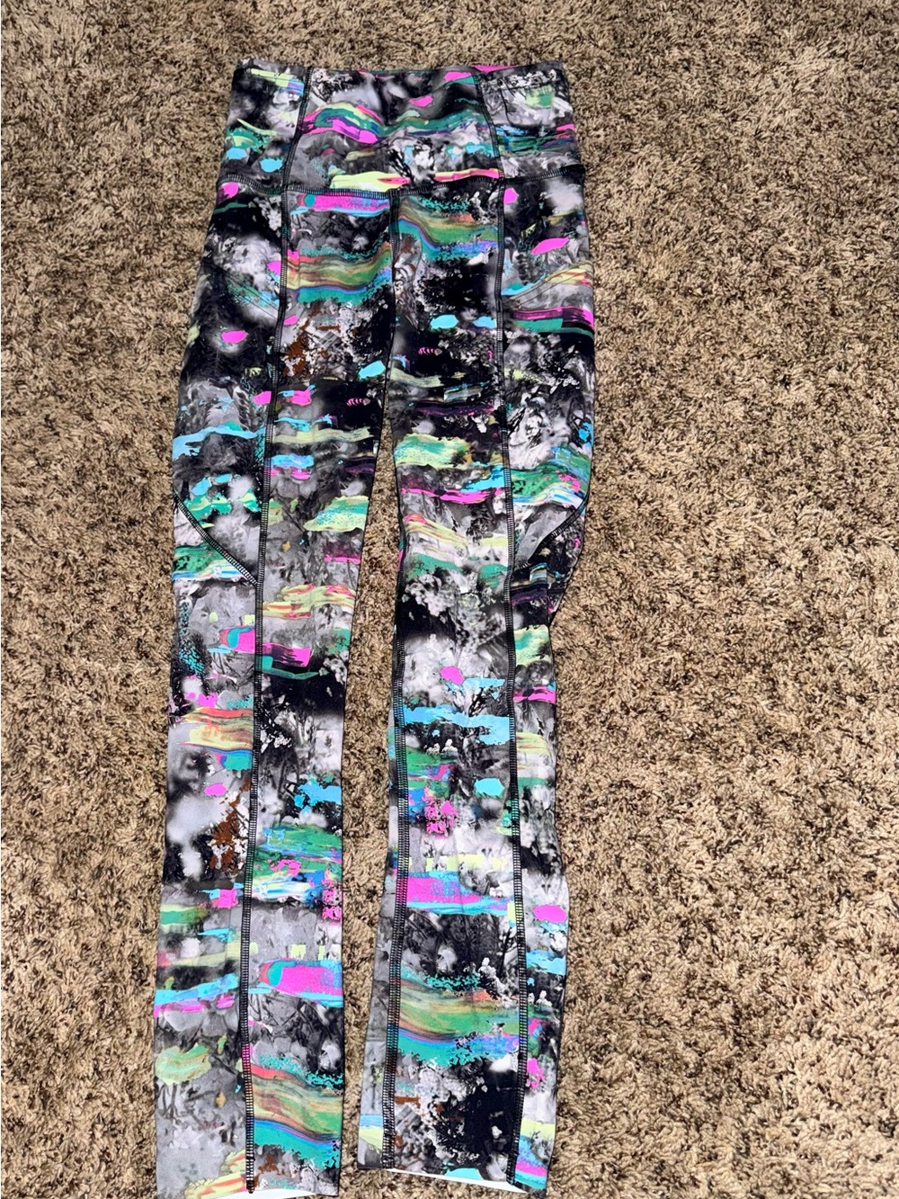 lululemon athletica Black Multicolor Abstract Print Leggings